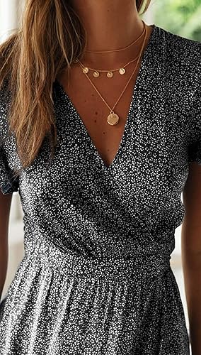 Miniatura 5 de ZESICA - Vestido largo envolvente de manga corta, cuello en V y estampado floral bohemio, para playa, fiestas