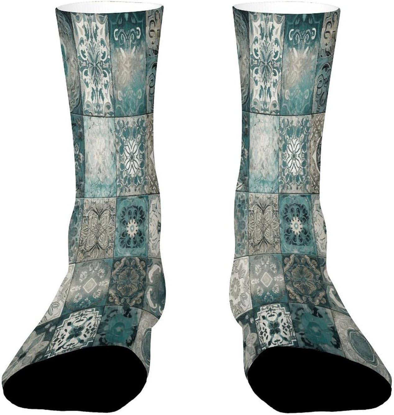 Green And Dark Beige Crew Sock High Stocking Grippy Socks | Socks for Men & Women,Stockings-Long Thin Tube Sports, Breathable Soft Athletic for Nurses,Travel
