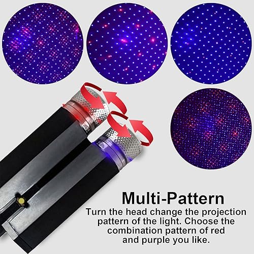 Miniatura 2 de LEDCARE - Proyector de luces nocturnas USB con forma de estrella, activadas por sonido, 3 modos, 2 en 1, lámpara de techo interior de automóvil,