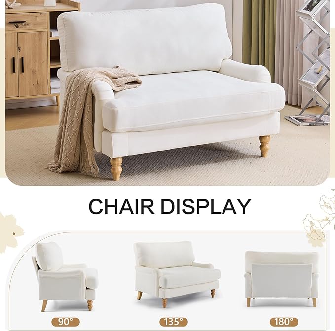 Sillón Oversized Tapizado Beige 118 cm Ancho miniatura 6