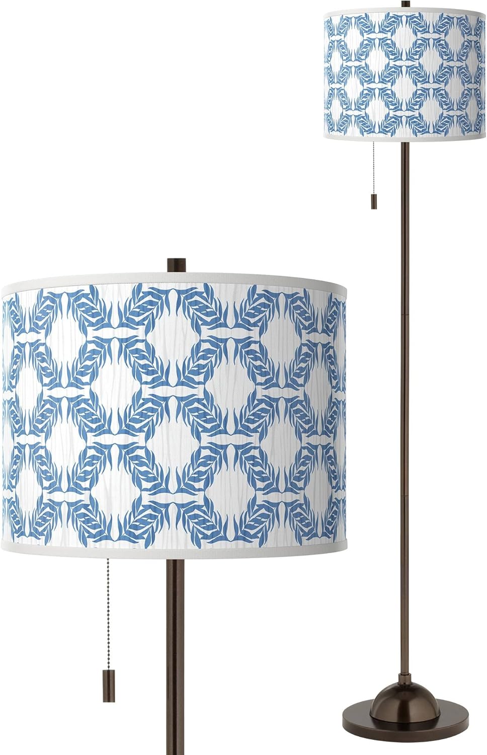 Giclee Glow Leaf Symmetry Bronze Club Floor Lamp with Print Shade