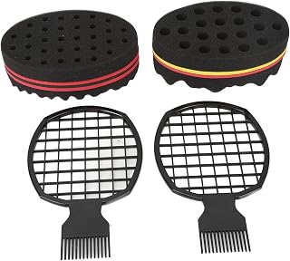 2 Pentes de cabelo torcido, pente de cabelo afro torcido e esponjas de cabelo para homens mulheres cachos, escova de esponja para cachos para cabelo, ferramenta de estilo para salão doméstico