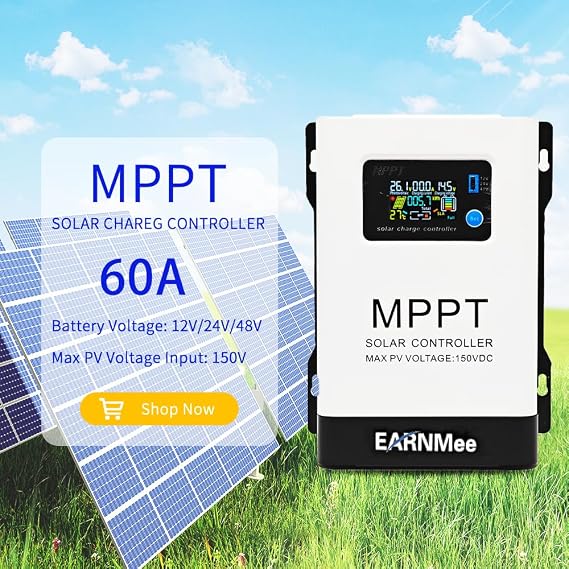 60A MPPT Solar Charge Controller,12V 24V 36V 48V(Manual) PV 150V