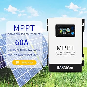 60A MPPT Solar Charge Controller,12V 24V 36V 48V(Manual) PV 150V