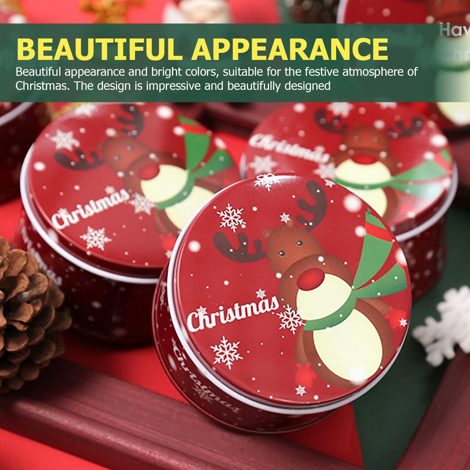 Healeved 24 StüCk Weihnachtsdosen FüR Kekse Und SüßIgkeiten - Metall Keksdose Mit Deckel Mini Aufbewahrungsboxen FüR Bonbons Snacks Und Kleine GegenstäNde 7.5X7.5X4.5Cm