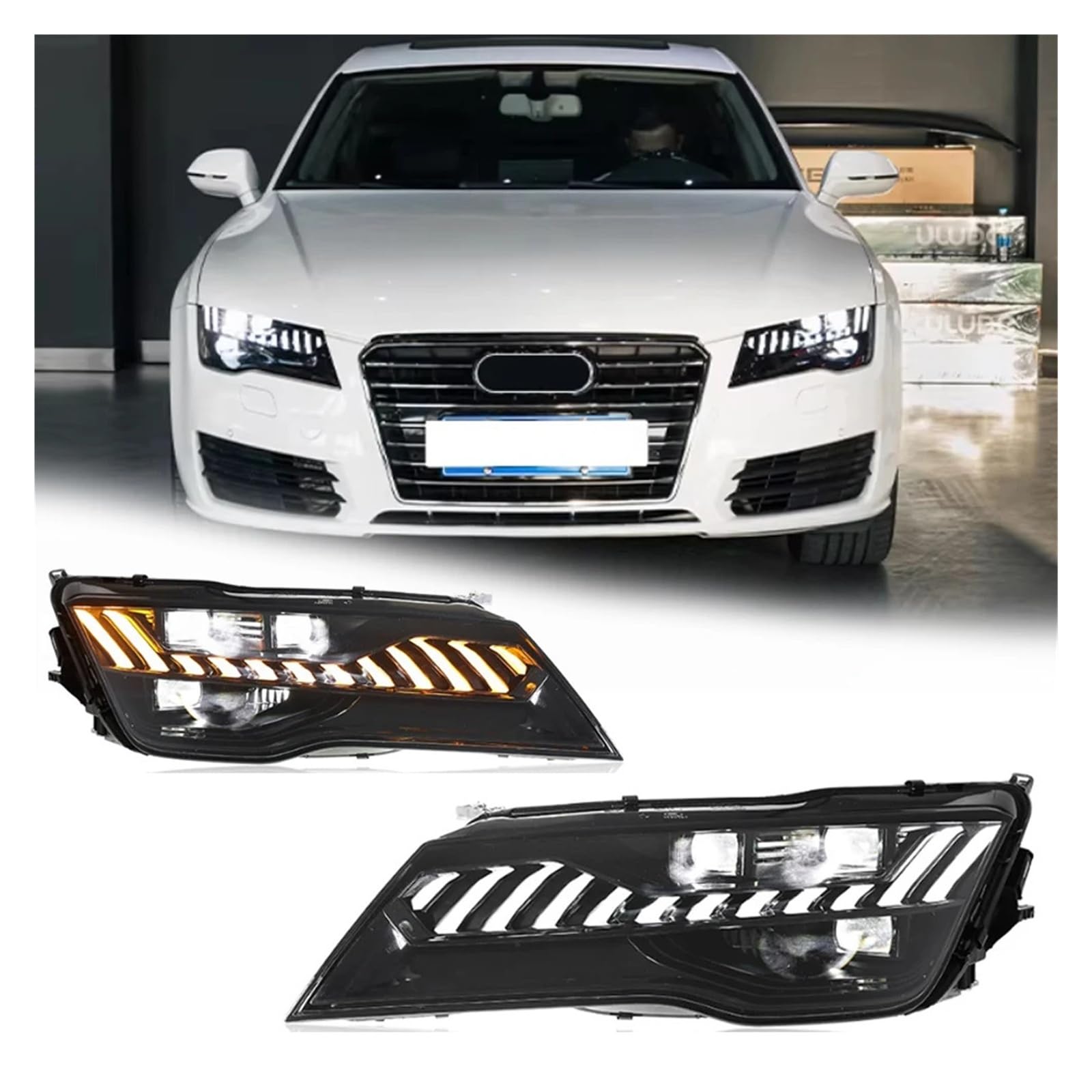 Pasuje do Au//di A7 11-14 w nowym stylu pełna dioda LED DRL reflektor samochodowy montaż sygnału akcesoria samochodowe zmodyfikowana lampa gorąca stylizacja reflektory LED(Original with AFS)