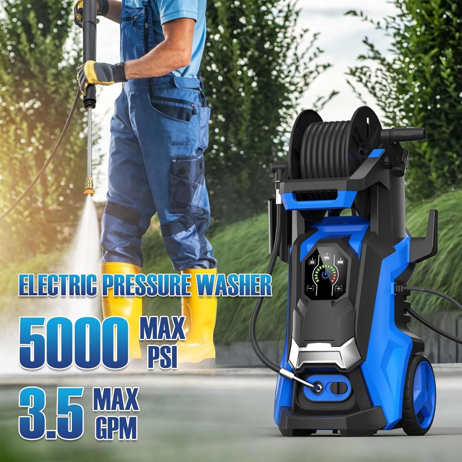 Pressure Washer with Touch Screen, 5000PSIIMAX Power Washer with Foam Cannon, Washer Pressure Machine for Cars, Fences, Patios, Decks and Driveway Cleaning
