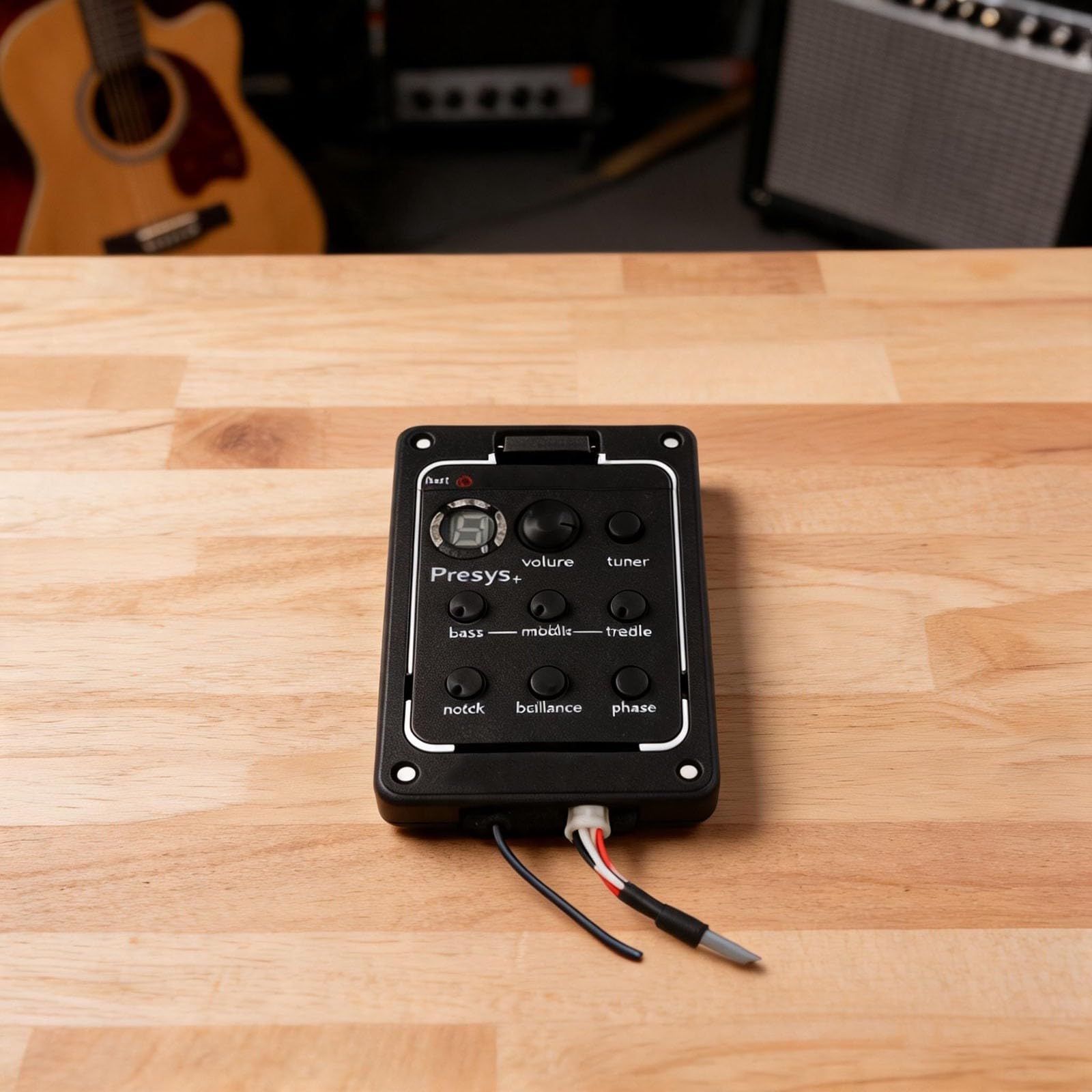 Gitara akustyczna Preamp System 4-pasmowy equalizer piezo pickup cyfrowy tuner on board 55 x 84 mm