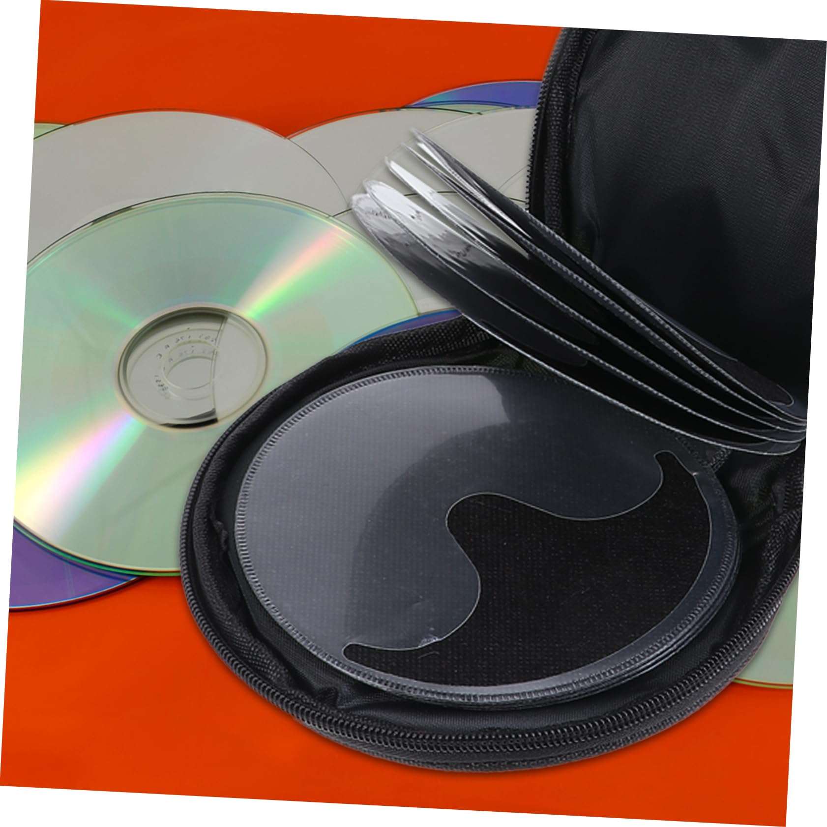 SOLUSTRE 1Pc Large Capacity CD Storage Bag Practical Round Disc Case with Zipper Oxford for Organizing Dvds and More for Travel and Car Use