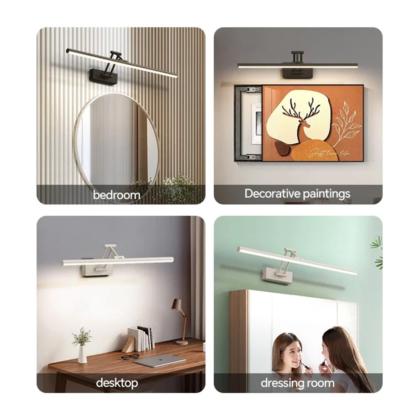 LED Wandleuchte Badezimmerspiegellampe Versenkbare Schwarzweiß-Make-up-Spiegelleuchte Leuchte über der Wandwandleuchte Vollständige Abdeckung(Warm,White40cm)