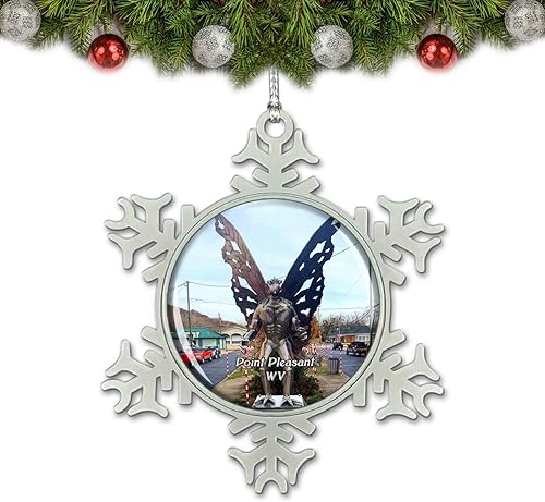 Miniatura 1 de Point Pleasant Mothman Museum West Virginia USA Adorno de Navidad Decoración de árbol de cristal Metal recuerdo regalo