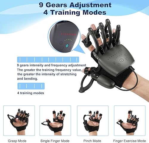 Miniatura 4 de Guantes de robot de rehabilitación mejorados para recuperación de hemiplejia cerebral, guante robótico portátil para rehabilitación de accidentes