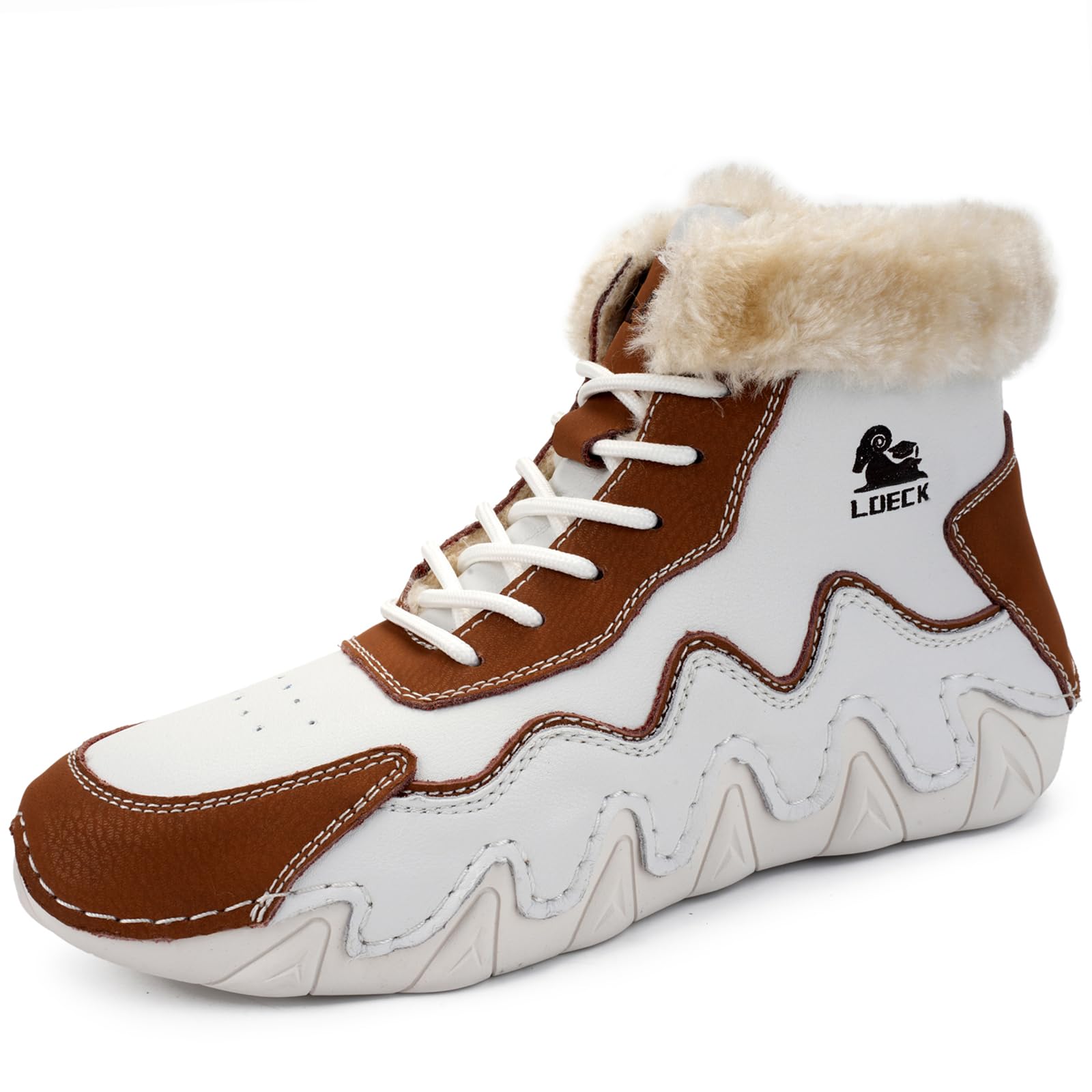 Waterproof Lace Up Ankle Boots for Womens Outdoor Warm Snow Boots Fur Lined Handmade Leather beck Boot Casual