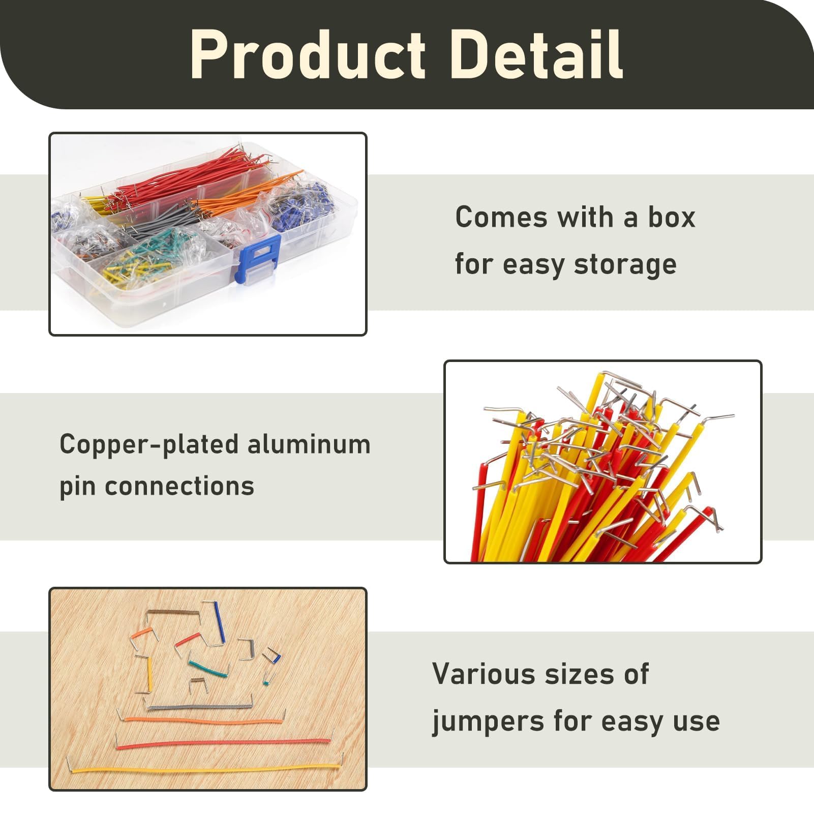 840 Pezzi Breadboard Jumper Wires Filo Assorted Kit, Maschio a Maschio U Shape Jumper Wires breadboard Senz Saldatura, Filo Preformato in 14 Lunghezze Diverse, con Scatola Organizzatrice