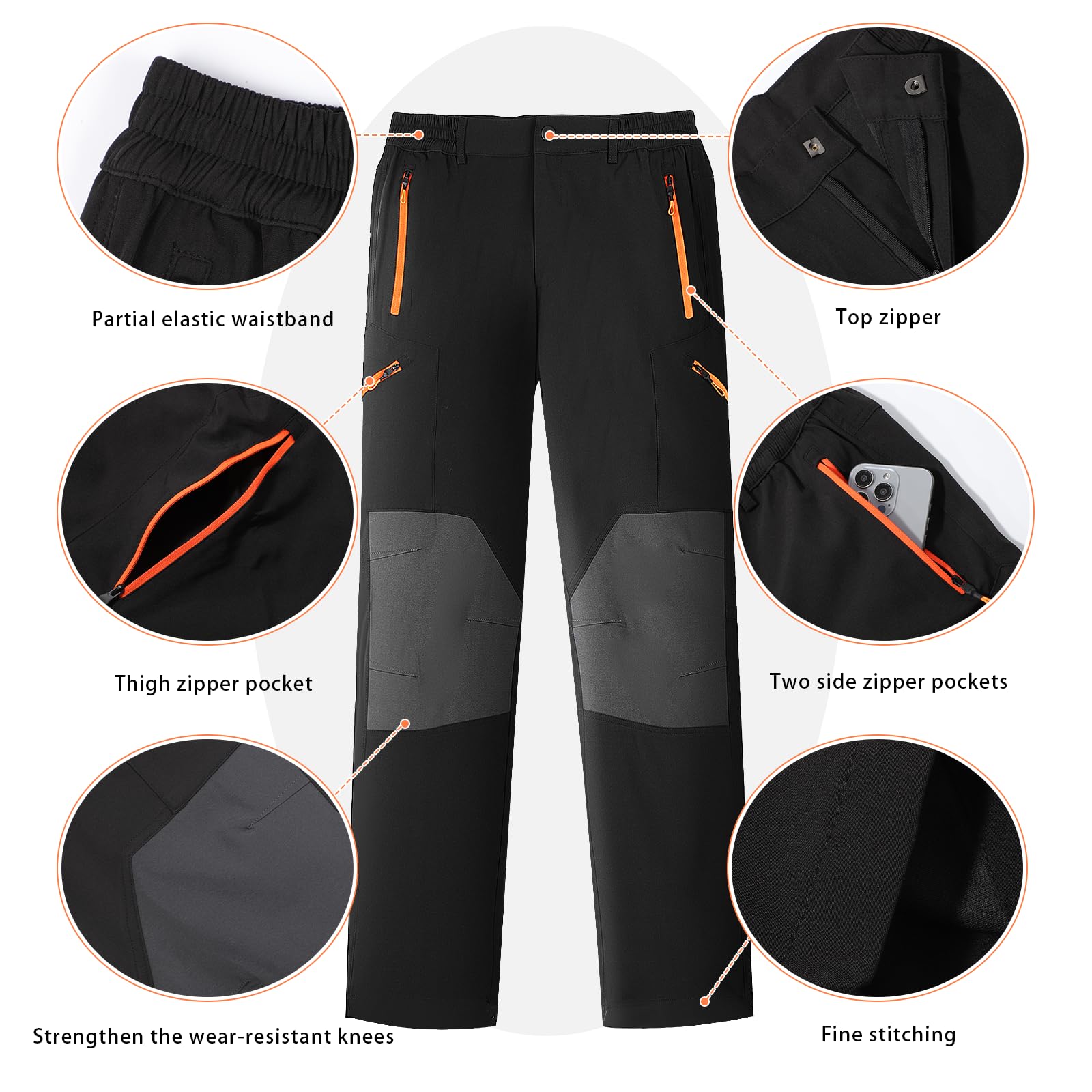 Pantalones de Senderismo para Hombres al Aire Libre Caminando Pantalones Respirables a Prueba de Viento