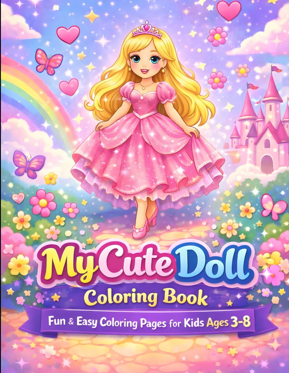 My Cute Doll Coloring Book: Fun & Easy Coloring Pages for Kids Ages 3–8 | Princess, Fashion & Dream Doll Designs