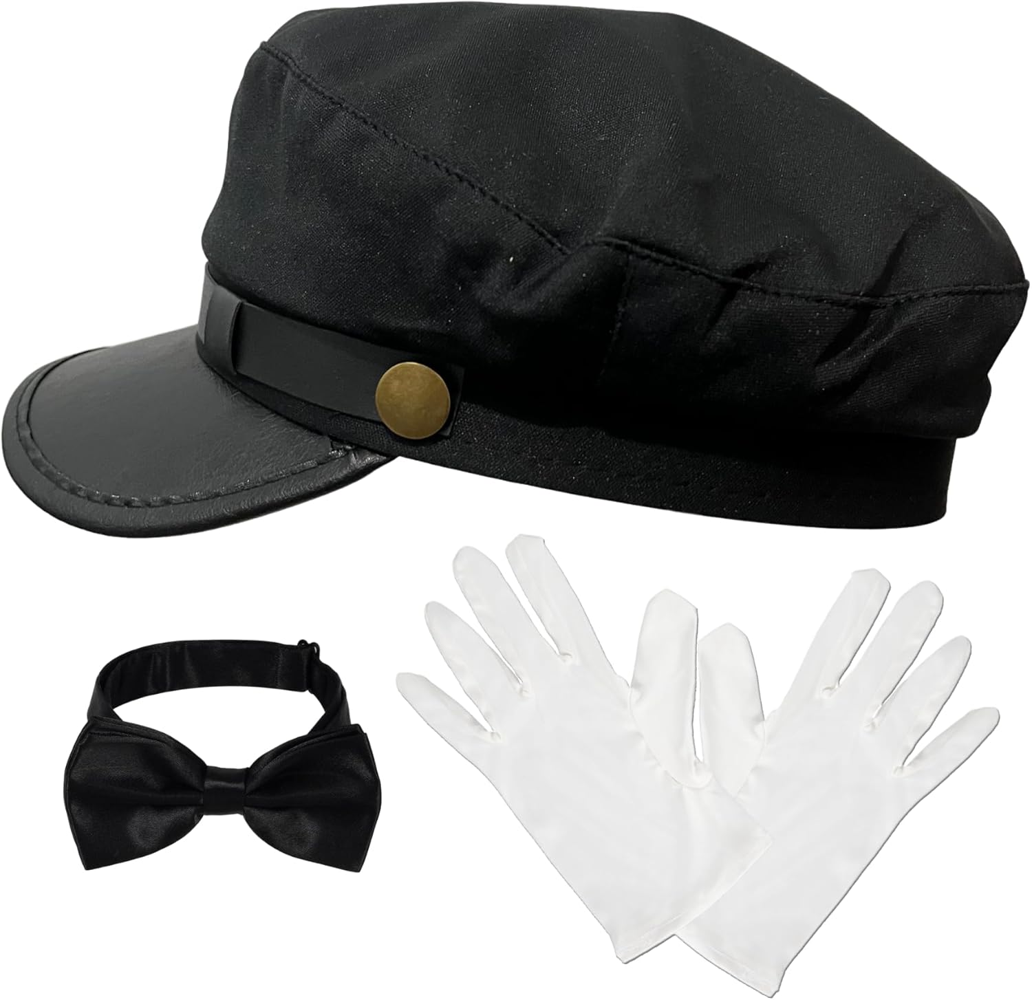 Chauffeur Costume Set – Includes Black Chauffeur Hat, Gloves, and Bow Tie – Perfect for Limo Driver Attire – Premium Chauffeur Accessories
