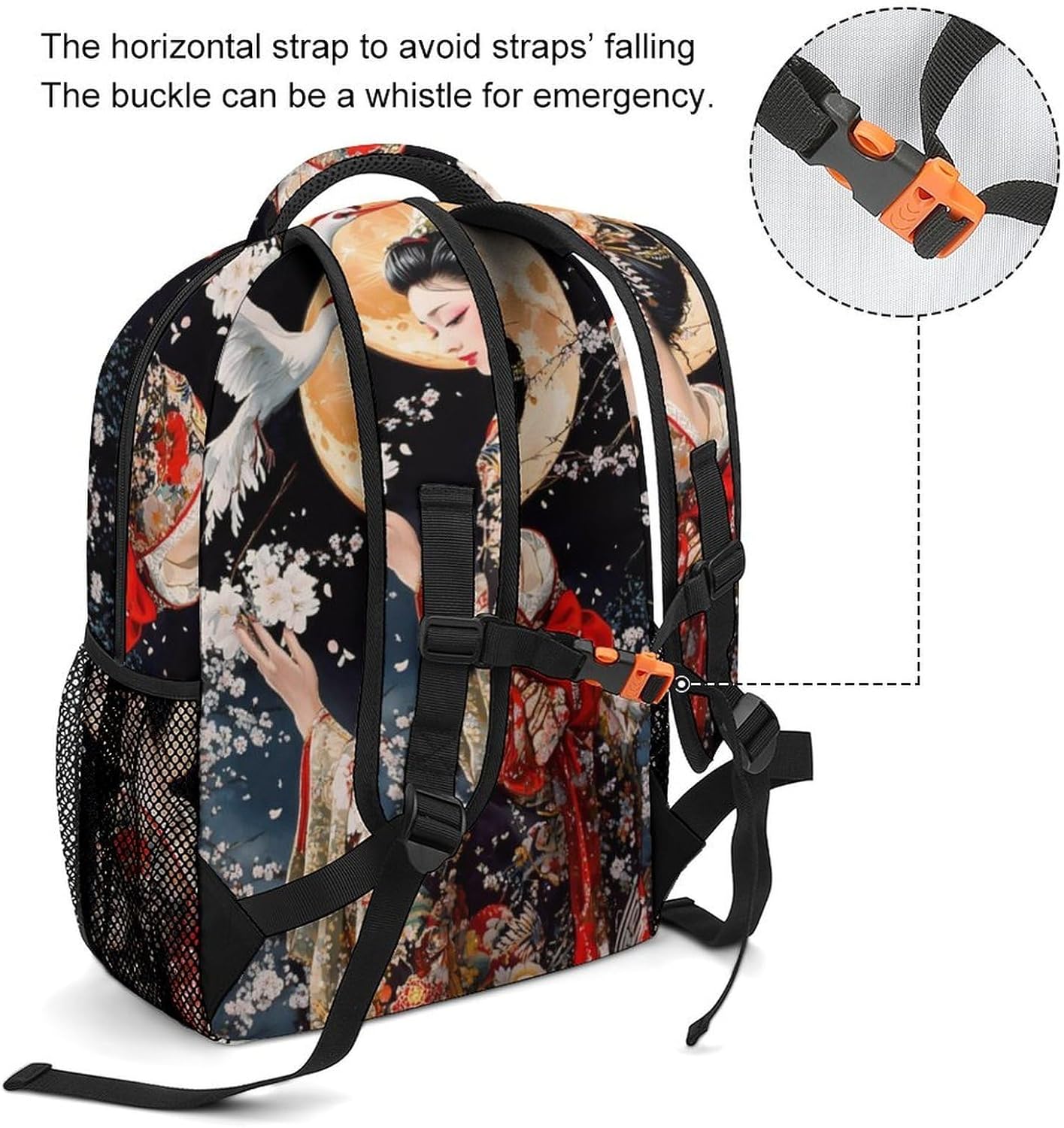 Japanese Geisha Laptop Backpack Lightweight Travel Daypack Shoulder Bag for Men Women
