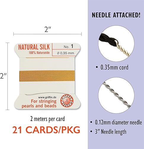 Miniatura 9 de Griffin Paquete de muestras de hilo de cordón de cuentas de seda 100% tamaño 2
