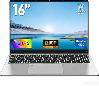 FUNYET 2026 Win11 16 Inch Laptop N100 Processor Laptop, 16GB RAM 1TB SSD, 1920 x 1200 FHD Laptop, Backlit Keyboard, 180° O…