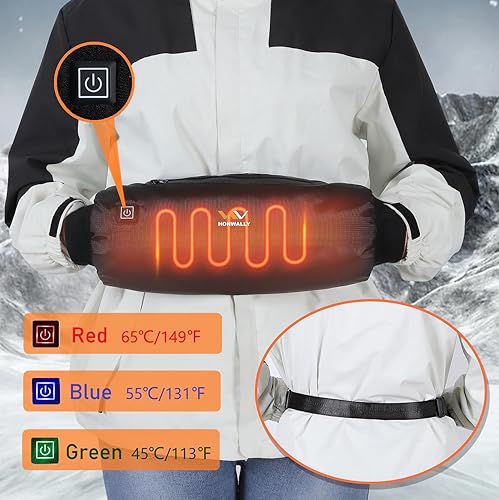Miniatura 3 de Calentador de manos eléctrico calentado, guantes con zonas de calefacción de doble cara, manguito portátil con calefacción USB para hombres y
