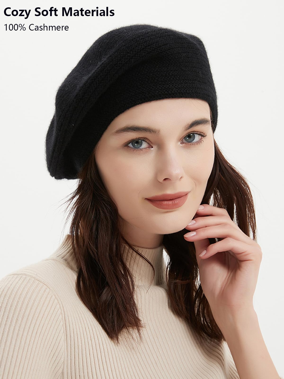 Baskenmütze Für Damen Mit Perlen & Nieten – Kaschmir-Wollmütze Im Französischen Stil