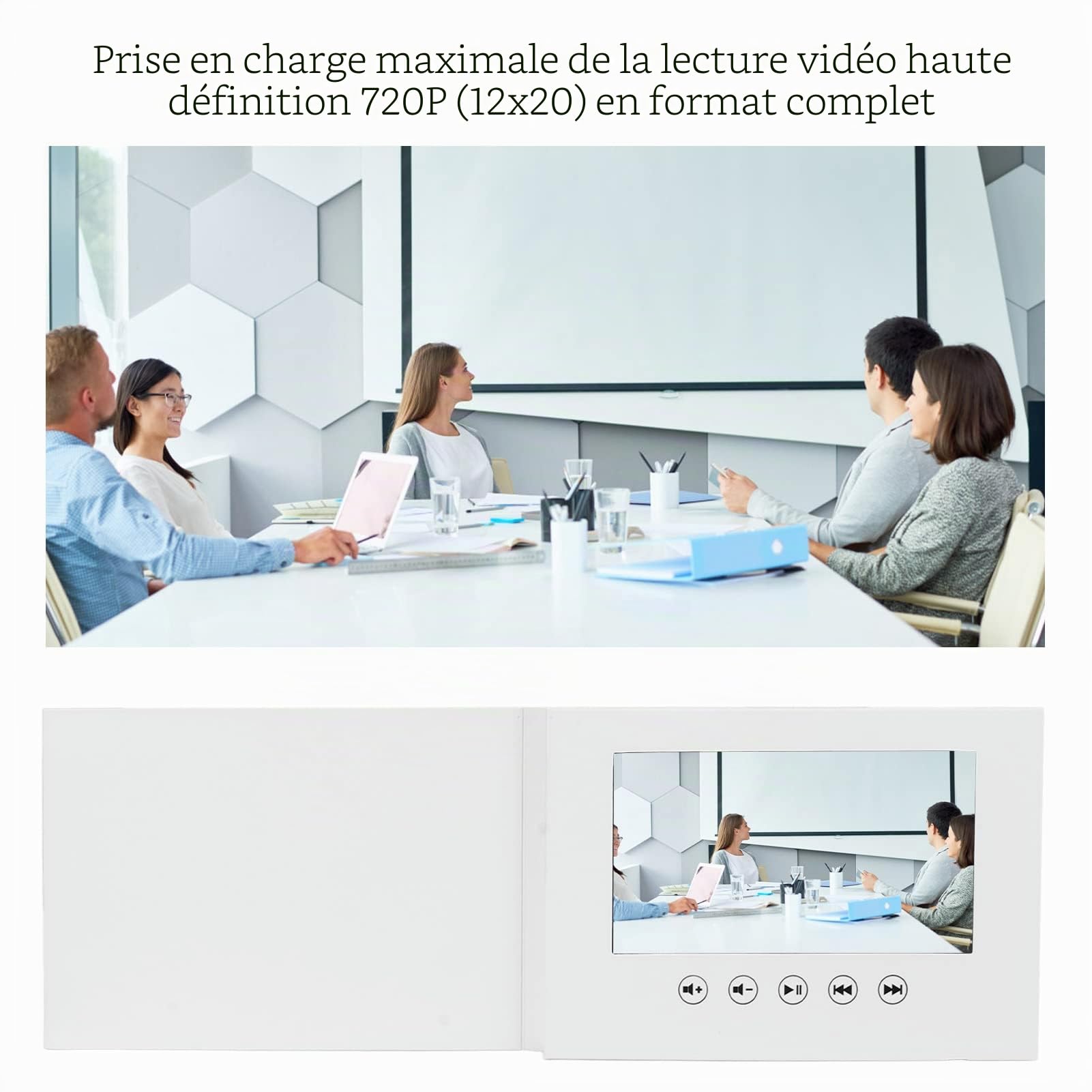 Carte de Vœux Vidéo, Brochure Vidéo électronique avec écran LCD, Carte de Vœux Numérique, pour Cadeau D'Anniversaire, Fête des Pères, Fête des Mères(Batterie au lithium-ion de 7 pouces 1500mAh)
