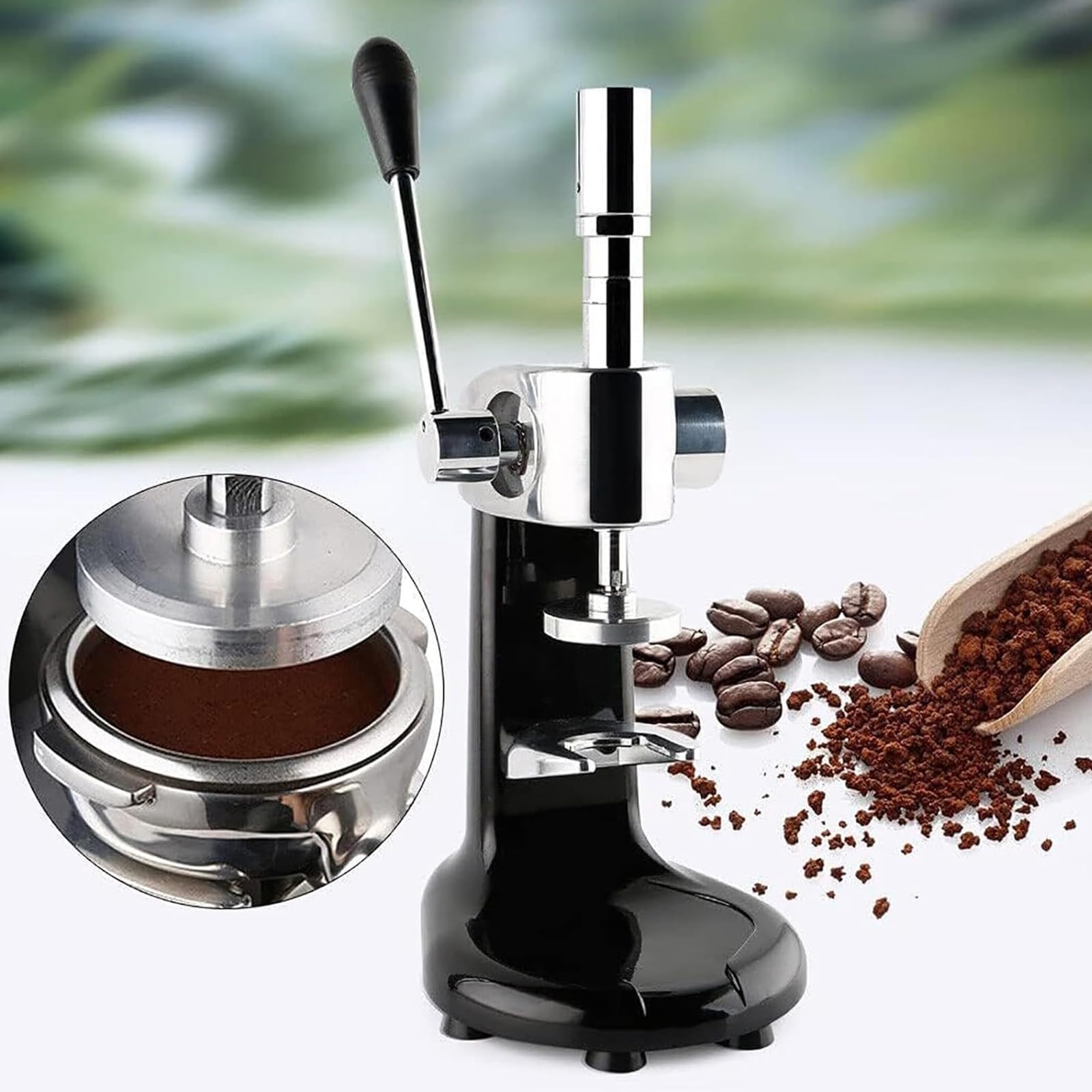 Prensa de café con alfombrilla antideslizante, base de 58 mm para una distribución uniforme del polvo, ideal para el hogar, tienda, oficina, camping y uso de viaje