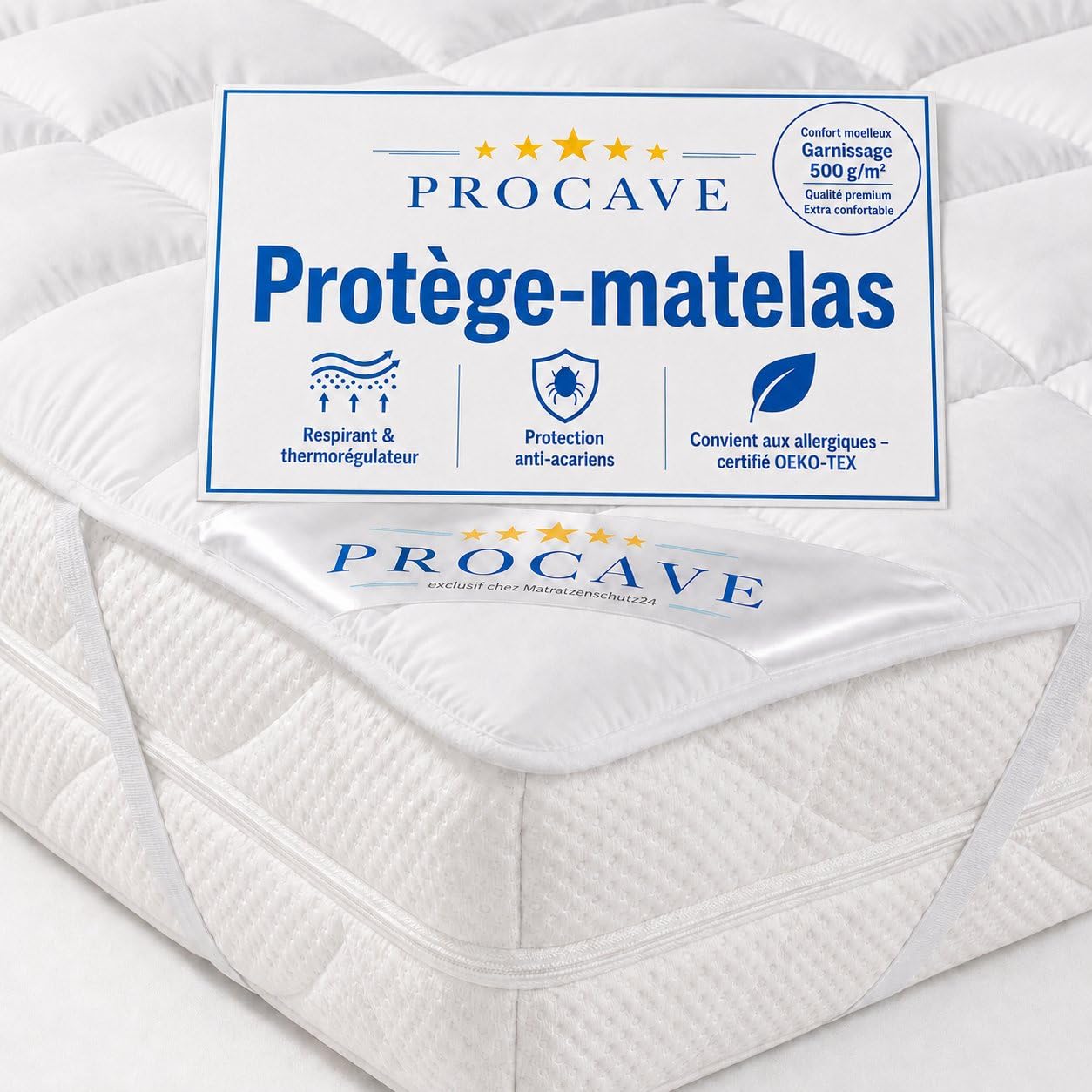 PROCAVE MICRO-COMFORT protège-matelas disponible dans des tailles différentes | fabriqué en Allemagne | Couvre-matelas en microfibre-polyester | technologie Soft Touch | convient également pour les lits boxspring et les matelas à eau | 160x200 cm