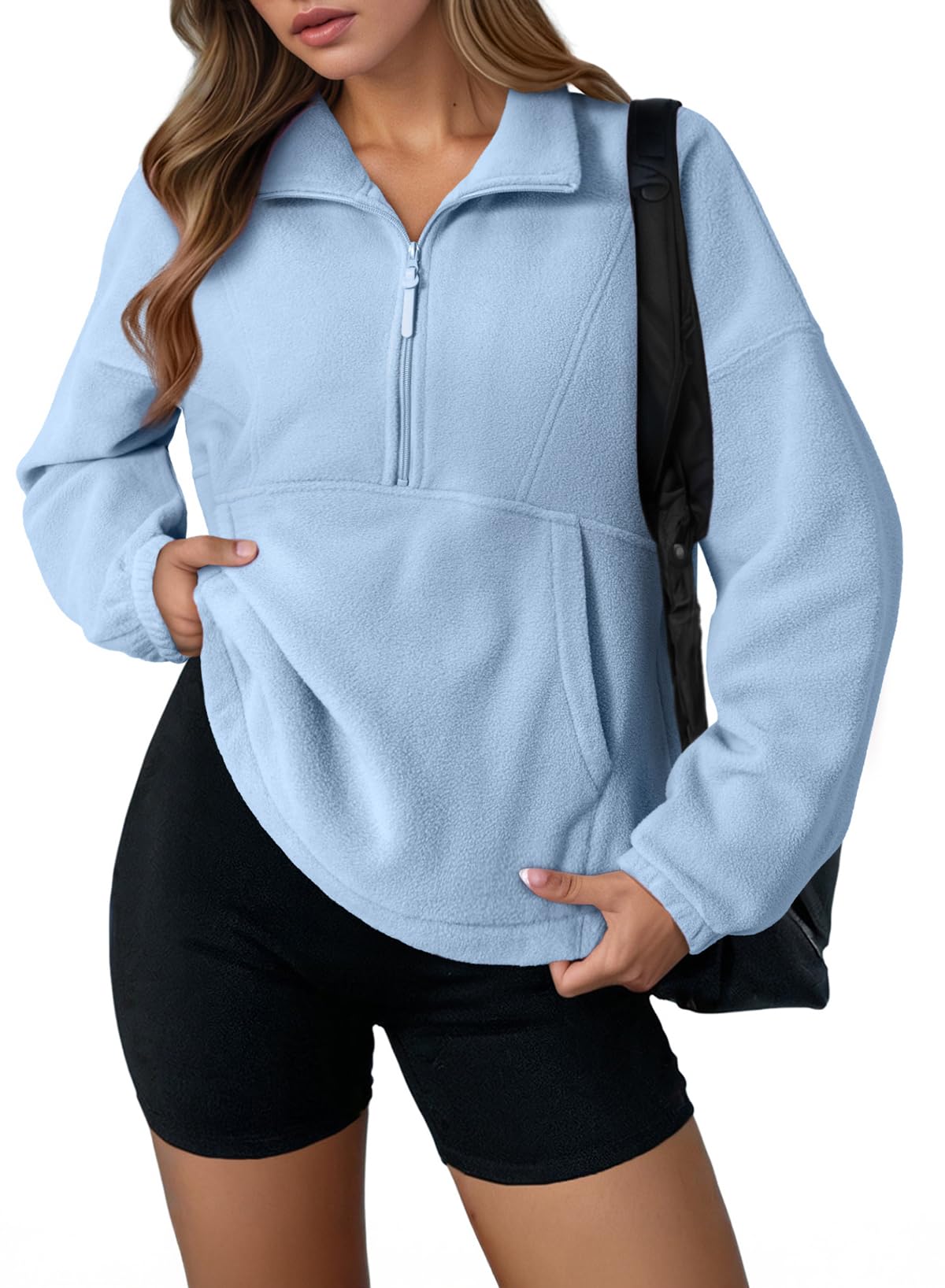 Dokotoo Womens Oversized Sweatshirts Half Zip Pullover Fall Fashion Outfits 2025 Oversized Hoodies Mock Neck Sweatshirt