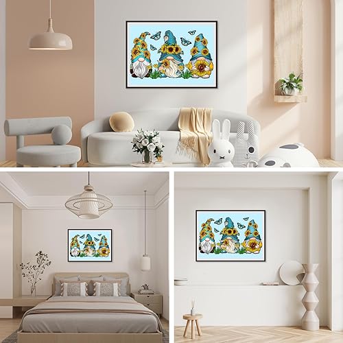 Miniatura 3 de SENQAO Kits de pintura de diamantes de gnomos para adultos, kits de pintura de diamante de girasol, bricolaje 5D pintura de diamante de taladro