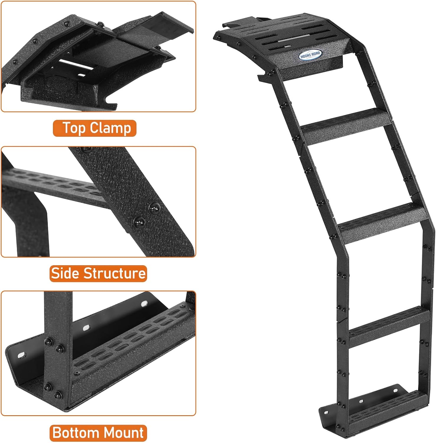 Hooke Road Forester Rear Hatch Ladder for 2014-2018 Subaru Forester, Load 250 Lbs, Heavy Duty Tailgate Trunk Roof Rack Access Ladder with 4 Anti-Slip Step Pedals