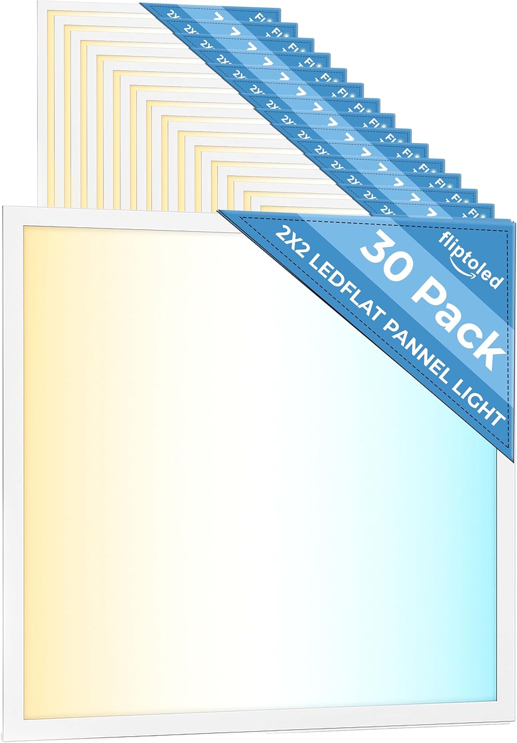 6 Pack 2x2 LED Flat Panel Light for Drop Ceiling, 5200lm Selectable 20W/25W/30W/35W/40W, Color Temperature 3000K/3500K/4000K/5000K/6500K, 0-10V Dimmable, 120-277V, ETL, DLC