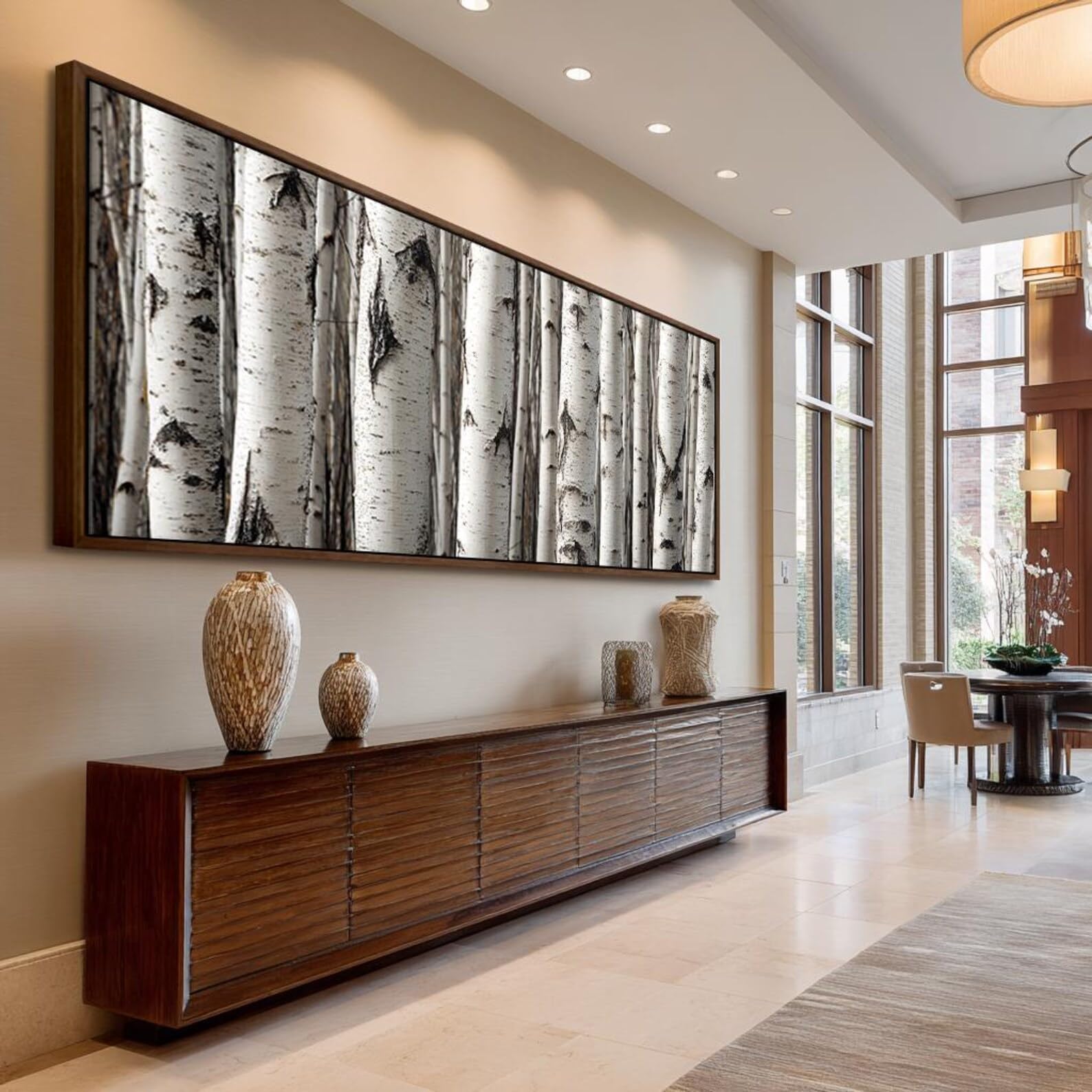 XBTYKPB Narrow Horizontal Canvas Paint, Landscape Art, Wide Birch Tree Scene, Room Decor Printing, for Home Wall Decor Posters(60x180cm/Frameless)