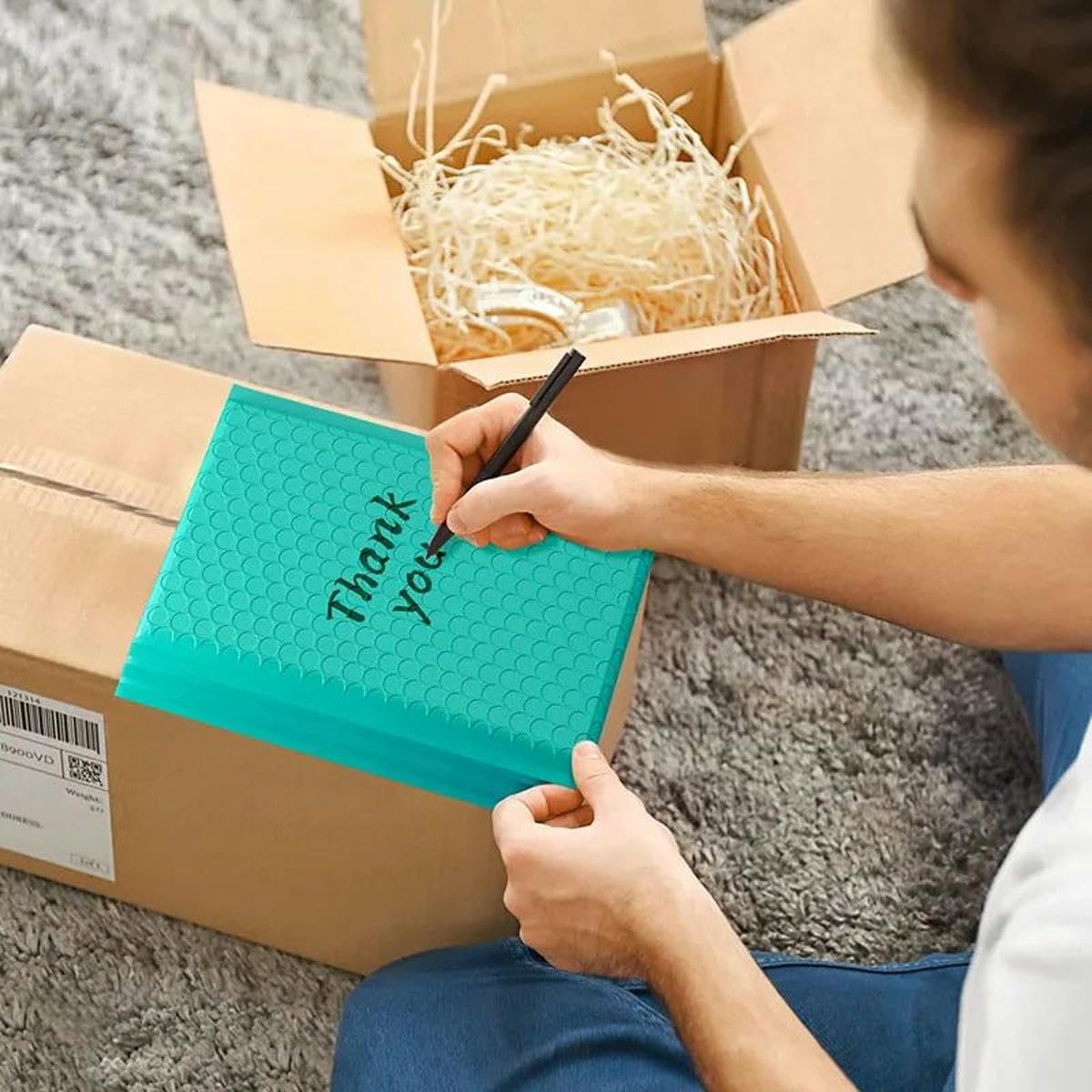 100 sztuk wyściełane koperty niebieskie opakowanie wysyłkowe artykuły dla małych firm torby do pakowania produktów Torby pocztowe do pakowania - żółty-13 x 18 cm