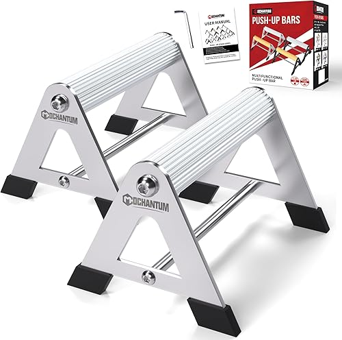 Miniatura 16 de Barra de empuje – Soporte de acero inoxidable resistente con base antideslizante, capacidad de 500 libras, equipo portátil de gimnasio en casa para