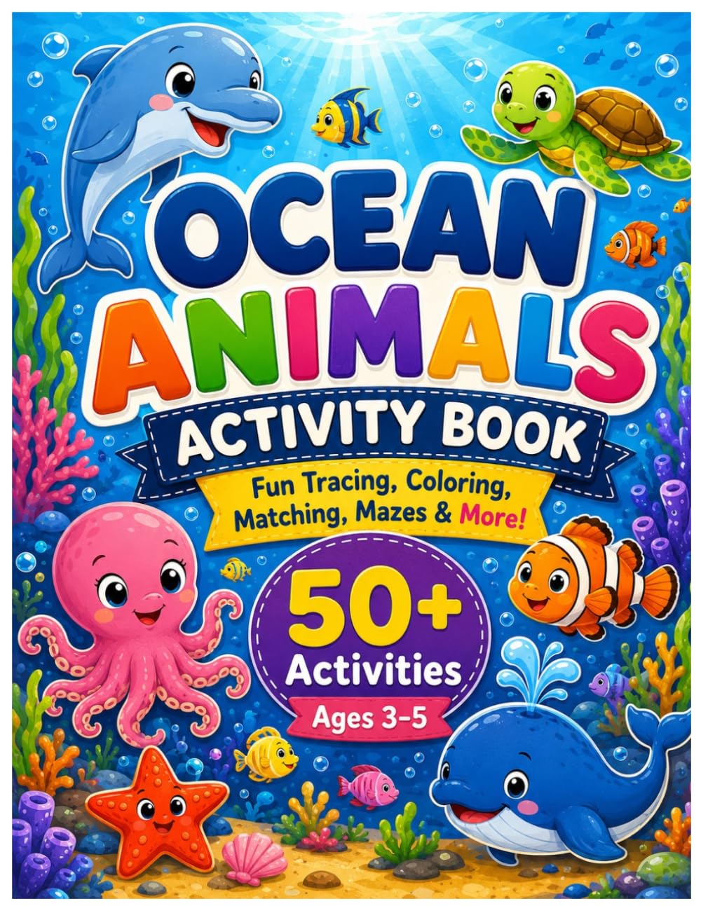 Ocean Animals Activity Book: Fun Tracing, Coloring, Matching, Mazes & More!