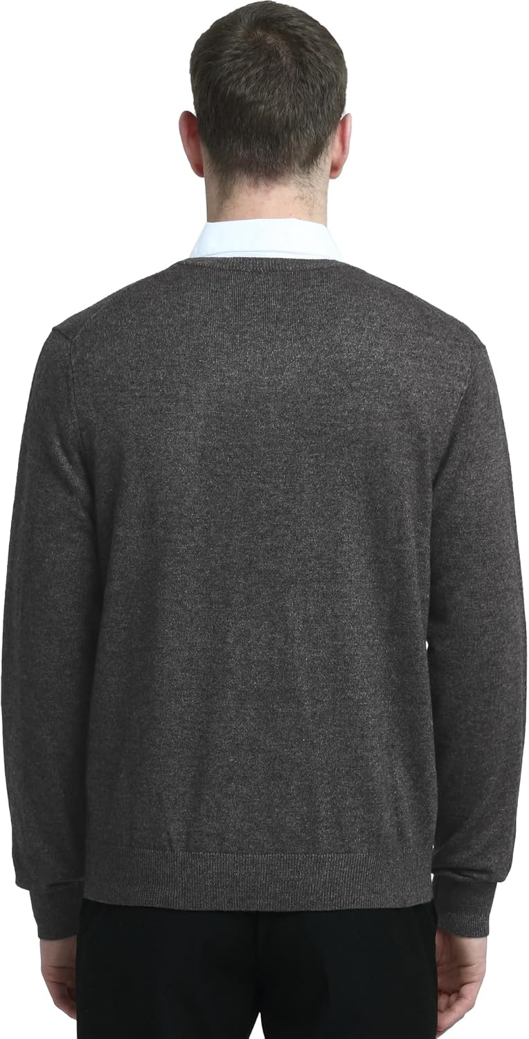 Kallspin Men's Wool Blend V-Neck Sweater Relax Fit Knit Pullover for Fall Winter - Image 4