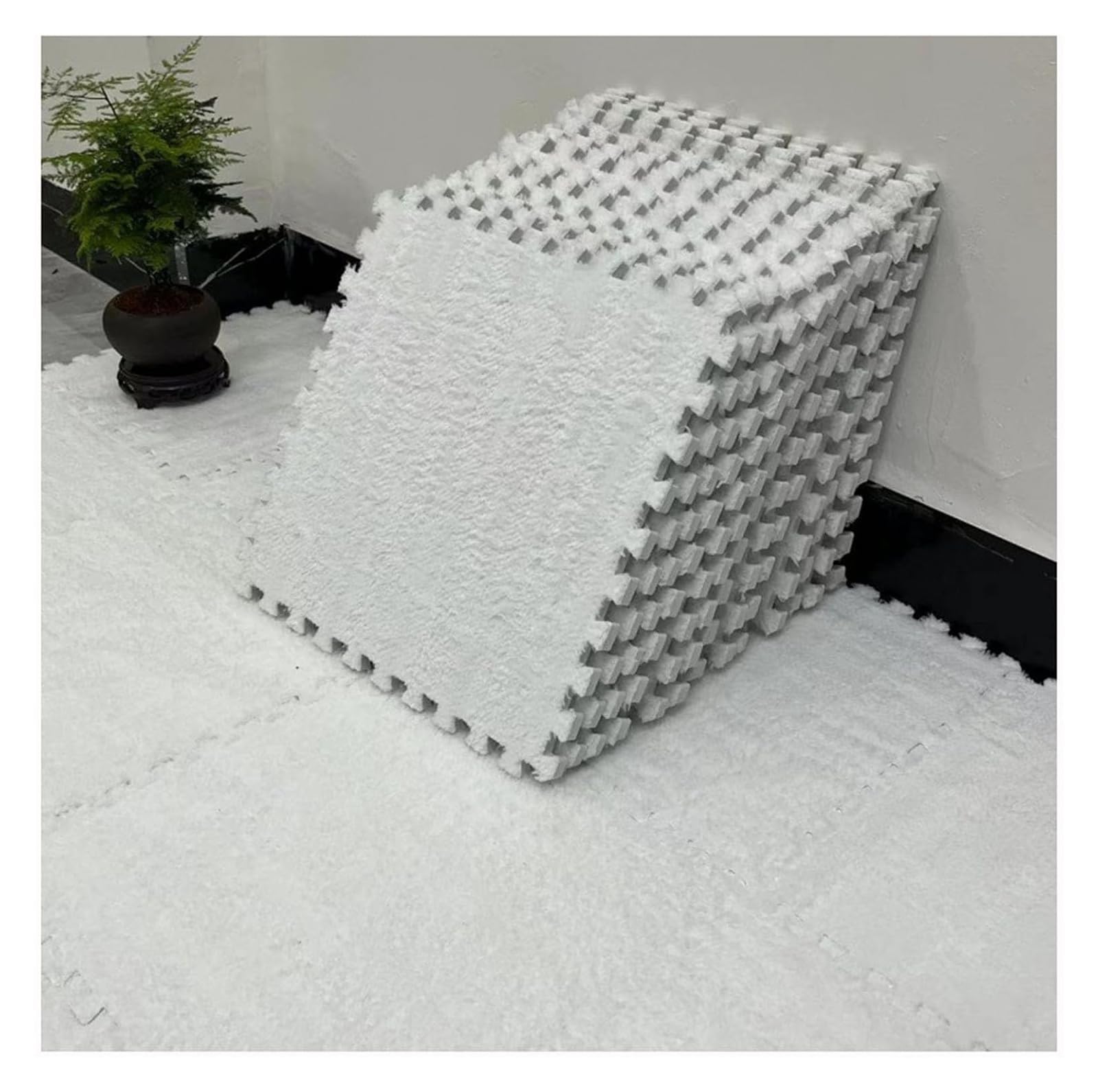 Baldosas de espuma de felpa MEMEM blancas alfombra entrelazada 30x30 cm