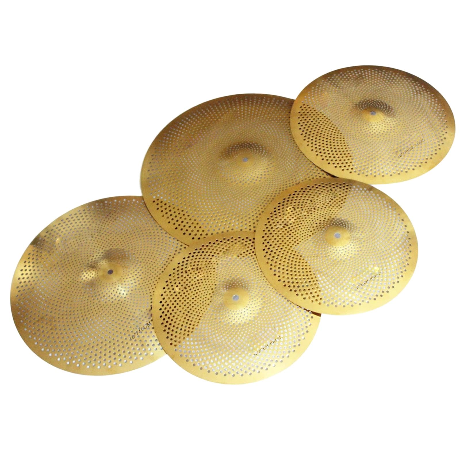 Miłośnicy Muzyki Talerz Zestaw Low Volume Pack 14 Hi Hats 16/18 Crash 20 Calowy Talerz Ride 5 Częściowy Zestaw Wyciszający(Golden)