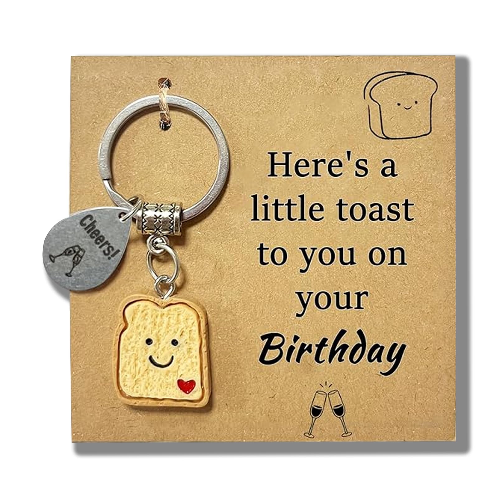 Virelle Women's Brown Funny Novelty Littletoast Keyring - Cute Birthday Toast Gift For Celebrations, Party Favors, And Unique Gifts For Friends
