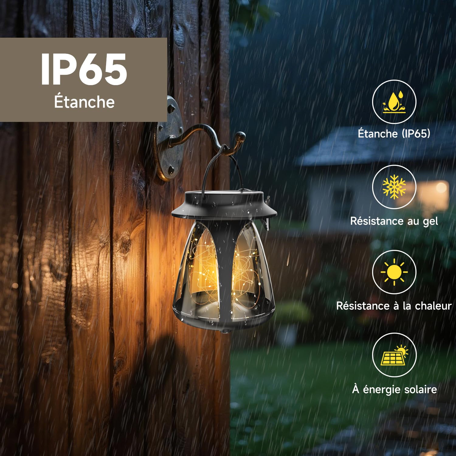 Lot de 4 Lanternes Solaires Extérieures 2 en 1 – Éclairage de Chemin à Intensité Améliorée, Étanche, Fixation Polyvalente (Suspension, Pince ou Piquet) – Idéal pour Jardin, Terrasse et Allée