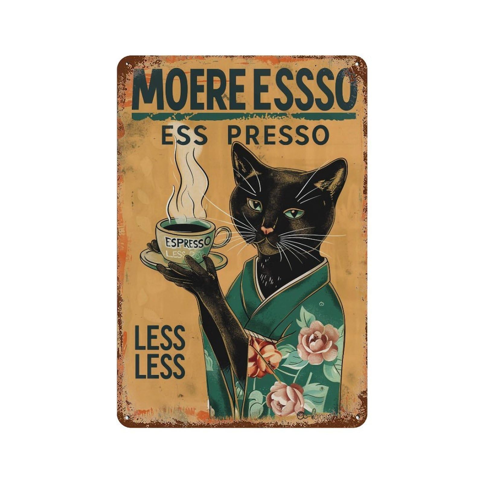 FHUYEURHRY More Espresso Less Depresso Cat 01 Wall Decor Retro Iron Vintage Art Metal Tin Sign Poster Modern Home Cofffee Club Art Bar Shop Decorations Style-23 30x20cm