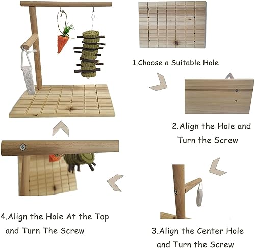 Miniatura 10 de Hamiledyi Cojín de madera para patas de conejo, juguete para masticar conejo, patas de molienda de dientes, juguete giratorio para mascotas, para