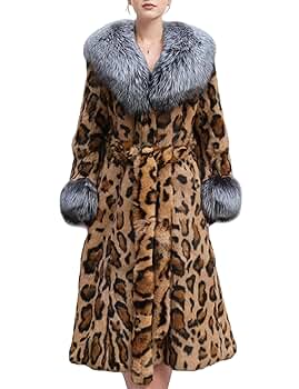 Annsirgra Women's Genuine Rabbit Fur Coat Long Winter