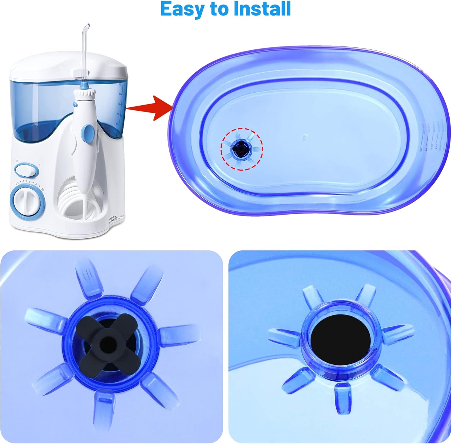 6 Pcs Replacement Part Reservoir Tank Valve Rubber Gasket, Blue Washer Reservoir Plug Compatible with Waterpik Water Flossers WP900, WP112, WP250, WP300, Ultra, Nano, Traveler, VAVA, H2o (Black)
