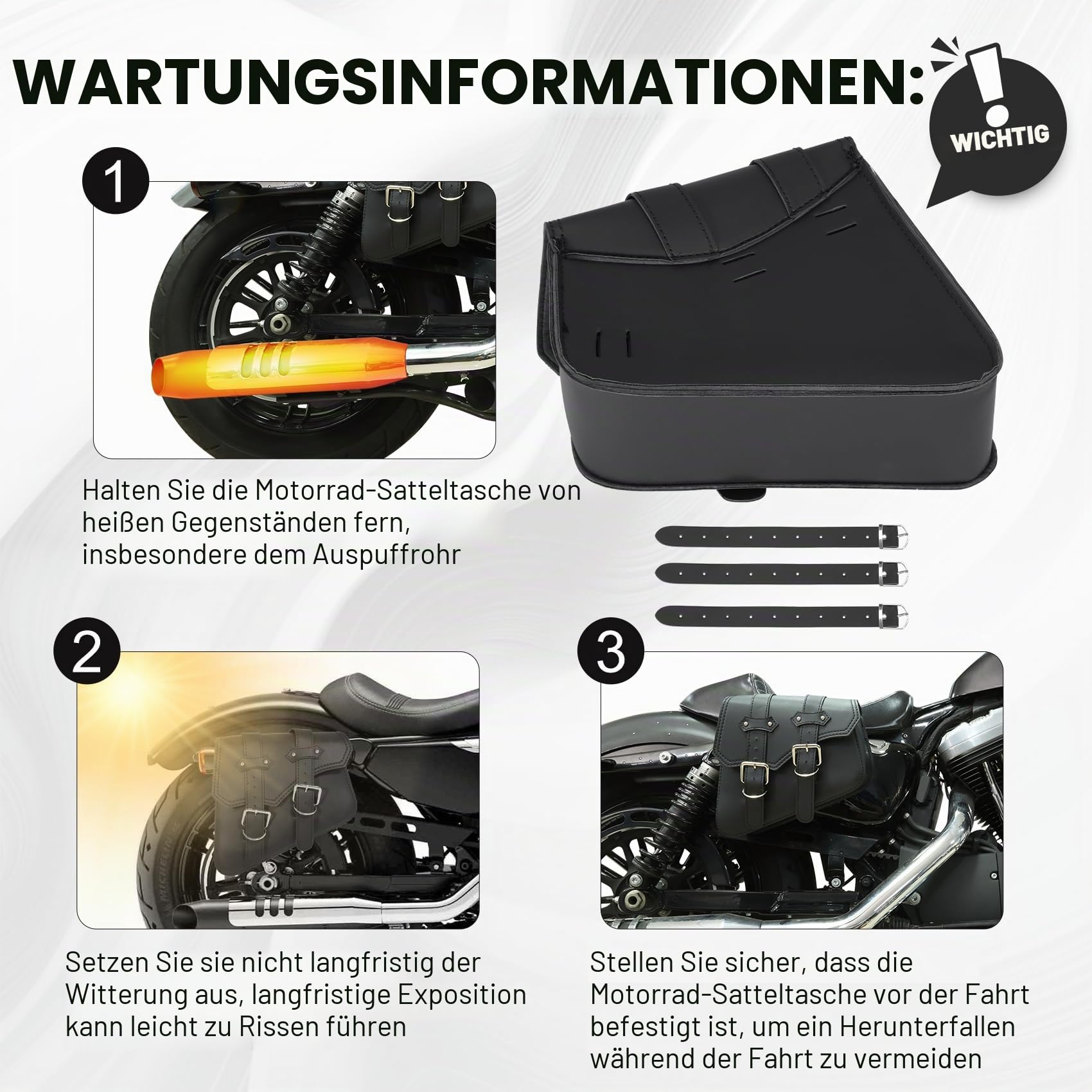 TCMT Motorrad-Satteltaschen, seitliche Werkzeugtasche, Gepäck, passend für Harley Sportster XL883 XL1200