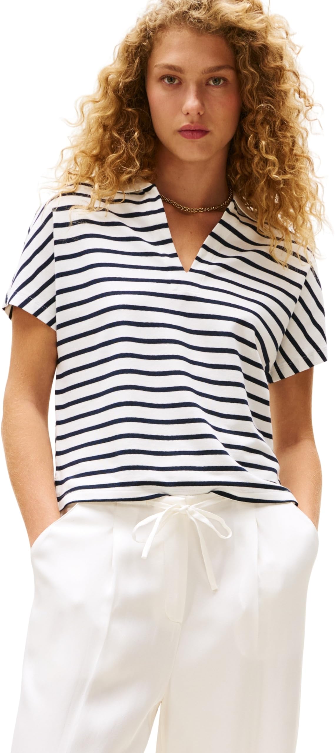 Tommy Hilfiger Polo de Manga Corta Mujer Lyocell Tipping sin Botones