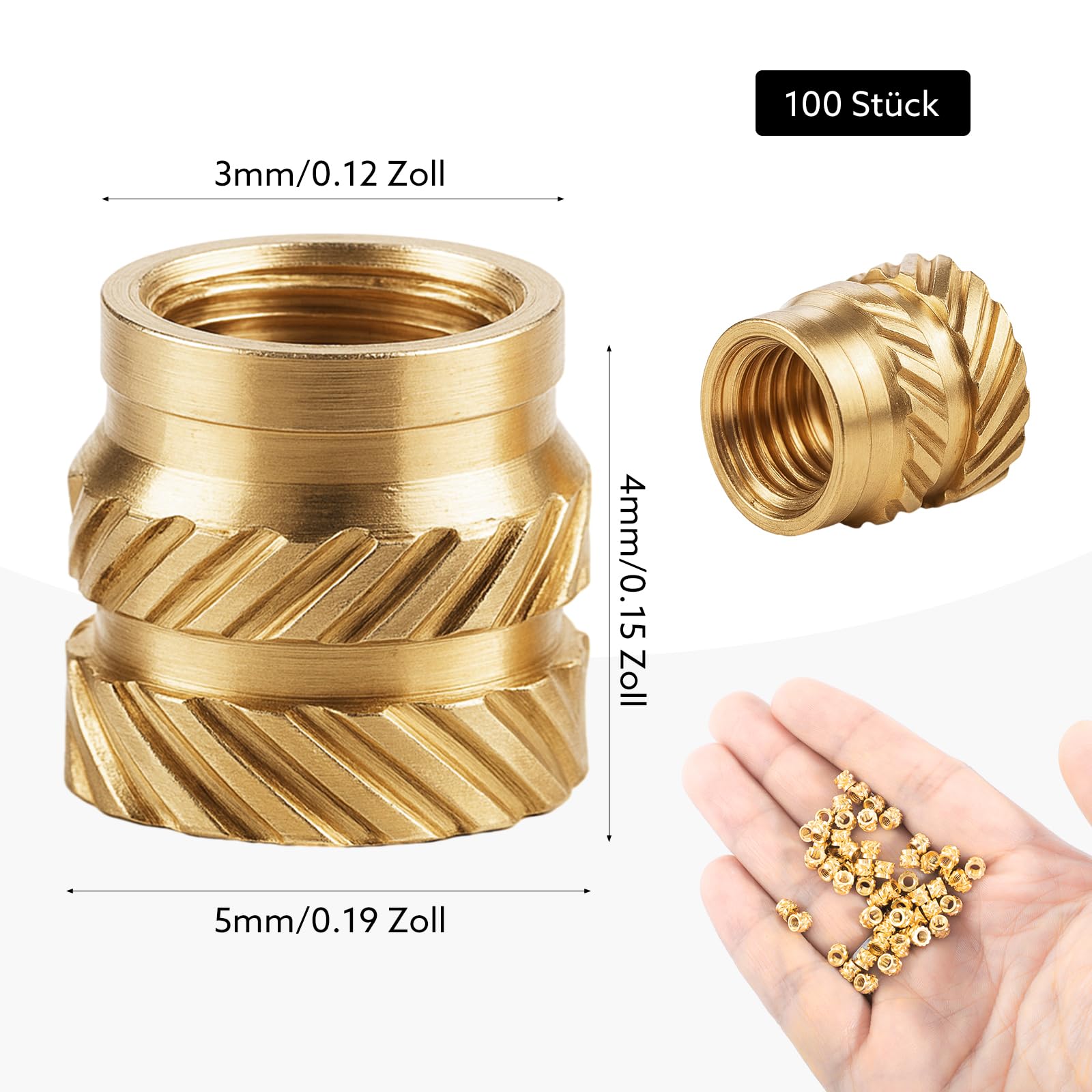 GEWINDEEINSATZ M2, M3, M4, M5 3D Druck Einpressmutter Gewindeeinsätze Voron EUR 3,90 - DE
