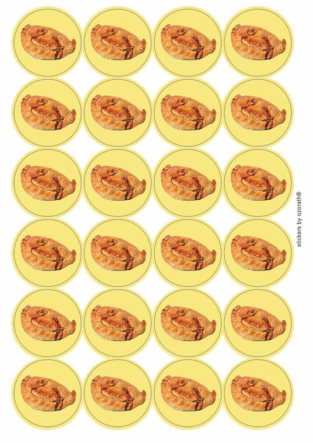 Cornish Pasty Funny Circular Matt Paper Stickers A4 Sheet of 24 (Each Sticker is 45mm Diameter)